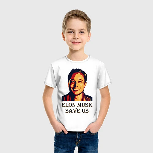 Детская футболка Elon Musk: Save Us / Белый – фото 3