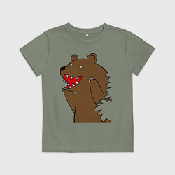 Футболка хлопковая детская Медведь цензурный, цвет: авокадо