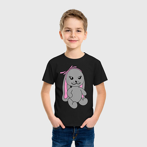 Детская футболка Зайка-игрушка / Черный – фото 3
