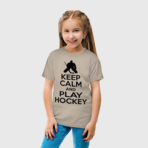 Детская футболка Keep Calm & Play Hockey / Миндальный – фото 4