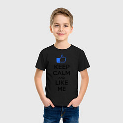 Футболка хлопковая детская Keep Calm & Like Me, цвет: черный — фото 2