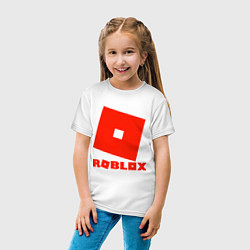 Футболка хлопковая детская Roblox Logo, цвет: белый — фото 2