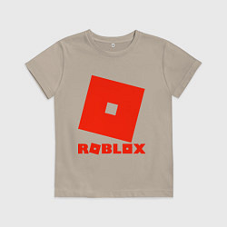 Футболка хлопковая детская Roblox Logo, цвет: миндальный
