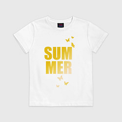 Футболка хлопковая детская Gold Summer, цвет: белый