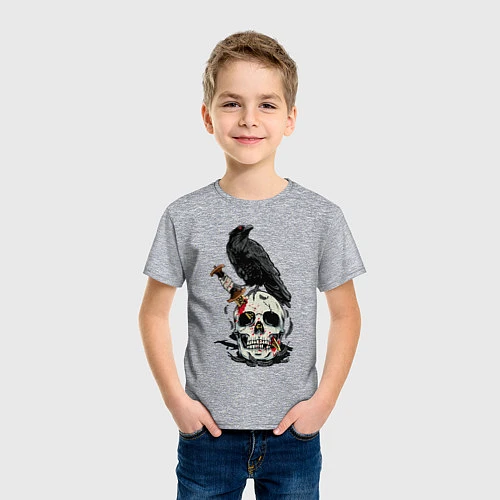 Детская футболка Ворон / Меланж – фото 3