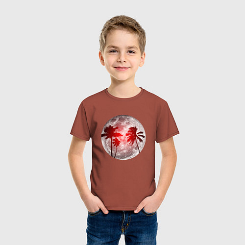 Детская футболка Красный закат в тропиках / Кирпичный – фото 3