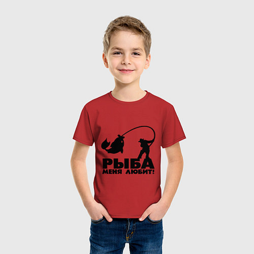 Детская футболка Рыба меня любит / Красный – фото 3