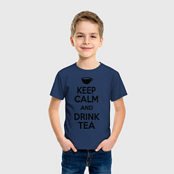 Футболка хлопковая детская Keep Calm & Drink Tea, цвет: тёмно-синий — фото 2