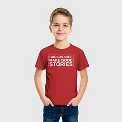 Футболка хлопковая детская Bad choices make good stories цитата, цвет: красный — фото 2