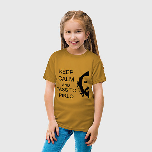 Детская футболка Keep Calm & Pass To Pirlo / Горчичный – фото 4
