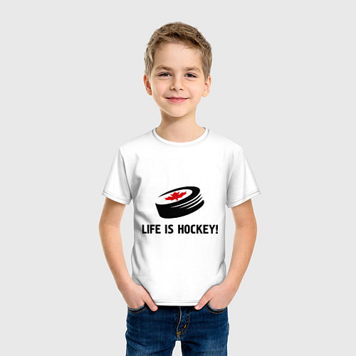 Детская футболка Life is hockey! / Белый – фото 3