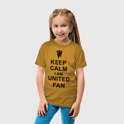 Футболка хлопковая детская Keep Calm & United fan, цвет: горчичный — фото 2