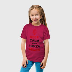 Футболка хлопковая детская Keep Calm & Forza Milan, цвет: маджента — фото 2