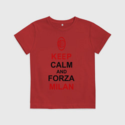Футболка хлопковая детская Keep Calm & Forza Milan, цвет: красный