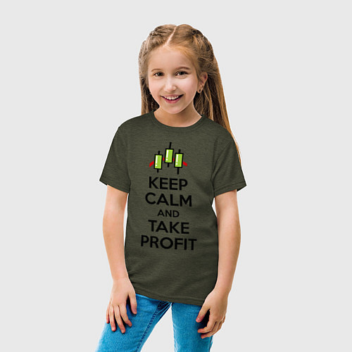Детская футболка Keep Calm & Take profit / Меланж-хаки – фото 4