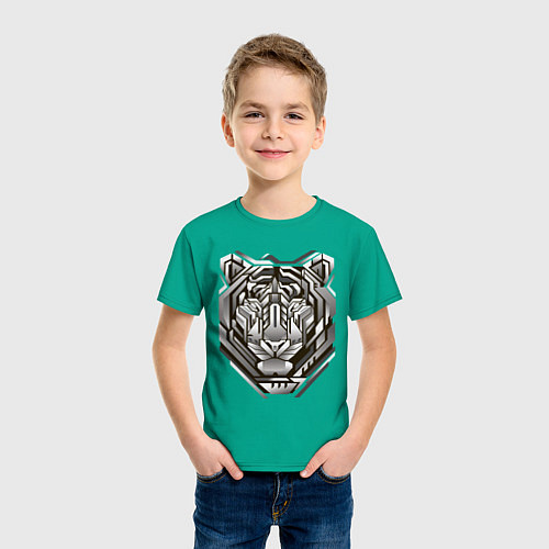 Детская футболка Geometric tiger / Зеленый – фото 3