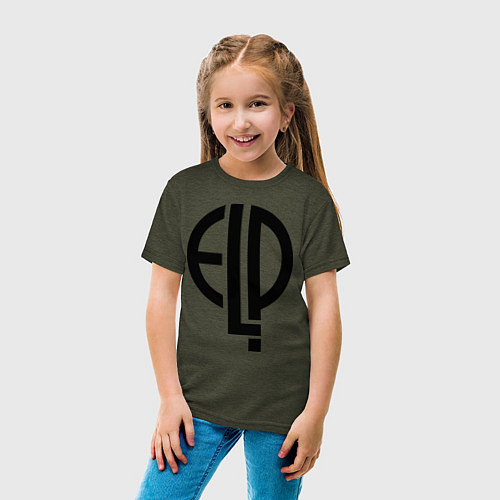Детская футболка E.L.P / Меланж-хаки – фото 4