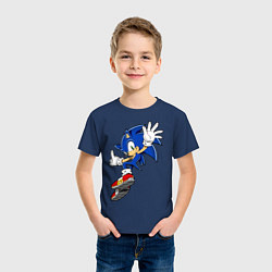 Футболка хлопковая детская Sonic, цвет: тёмно-синий — фото 2