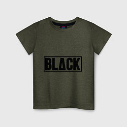 Футболка хлопковая детская BLACK цвета меланж-хаки — фото 1