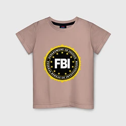 Футболка хлопковая детская FBI Departament, цвет: пыльно-розовый