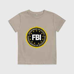 Футболка хлопковая детская FBI Departament, цвет: миндальный