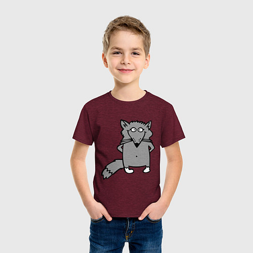 Детская футболка Хитрый лис / Меланж-бордовый – фото 3