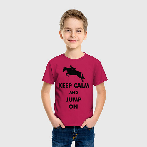 Детская футболка Keep Calm & Jump On / Маджента – фото 3