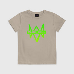 Футболка хлопковая детская Watch Dogs: Green Logo, цвет: миндальный