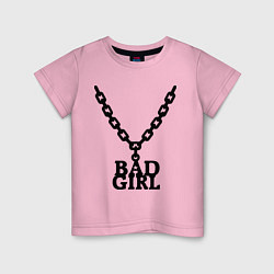 Футболка хлопковая детская Bad girl chain цвета светло-розовый — фото 1
