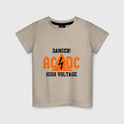 Футболка хлопковая детская AC/DC: High Voltage, цвет: миндальный