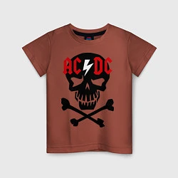 Футболка хлопковая детская AC/DC Skull, цвет: кирпичный