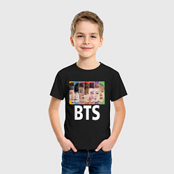 Футболка хлопковая детская BTS: Boys Faces, цвет: черный — фото 2