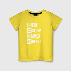 Футболка хлопковая детская Eat, Sleep, Apex, Repeat, цвет: желтый