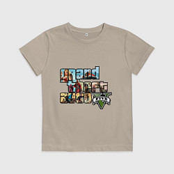 Футболка хлопковая детская GTA 5 Stories, цвет: миндальный