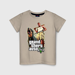 Футболка хлопковая детская GTA 5: Man & Dog, цвет: миндальный
