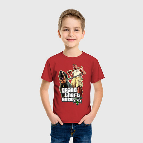 Детская футболка GTA V: Man & Dog Dark / Красный – фото 3