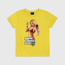 Футболка хлопковая детская GTA V: Selfie, цвет: желтый
