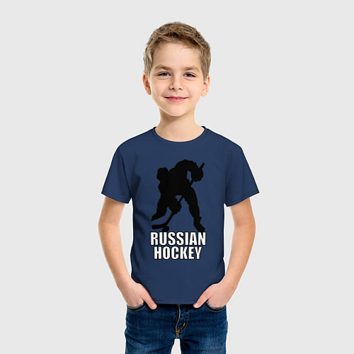 Детская футболка Russian Black Hockey / Тёмно-синий – фото 3