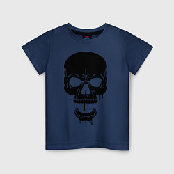 Футболка хлопковая детская Злобный череп цвета тёмно-синий — фото 1