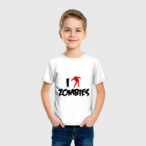 Детская футболка I love Zombies (Я люблю зомби) / Белый – фото 3