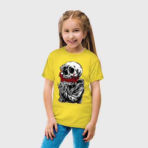 Детская футболка Череп, пламя, дым / Желтый – фото 4