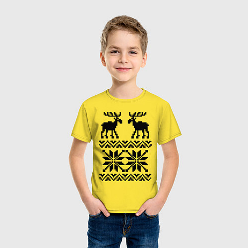 Детская футболка Узор с оленями / Желтый – фото 3