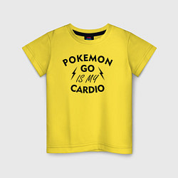 Футболка хлопковая детская Pokemon go is my Cardio, цвет: желтый