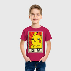 Футболка хлопковая детская Pikachu: Pika Pika, цвет: маджента — фото 2