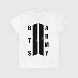 Футболка хлопковая детская BTS ARMY, цвет: белый