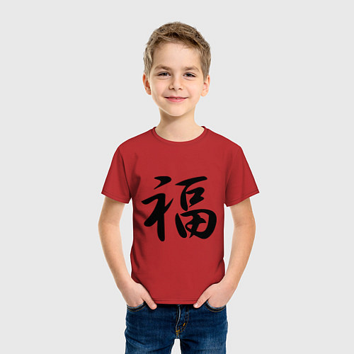 Детская футболка Иероглиф удача / Красный – фото 3