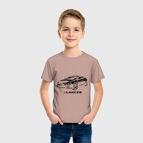 Детская футболка Mitsubishi lancer / Пыльно-розовый – фото 3