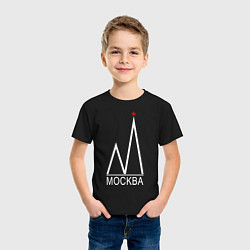 Футболка хлопковая детская Москва-белый логотип-2, цвет: черный — фото 2