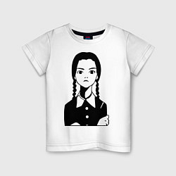 Футболка хлопковая детская Wednesday Addams, цвет: белый