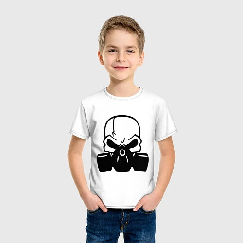 Детская футболка Череп в противогазе / Белый – фото 3